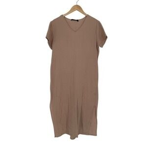 JENNI KAYNE Cotton Shift Dress Blush Brown Women's Size S Minimalist Lagenlook